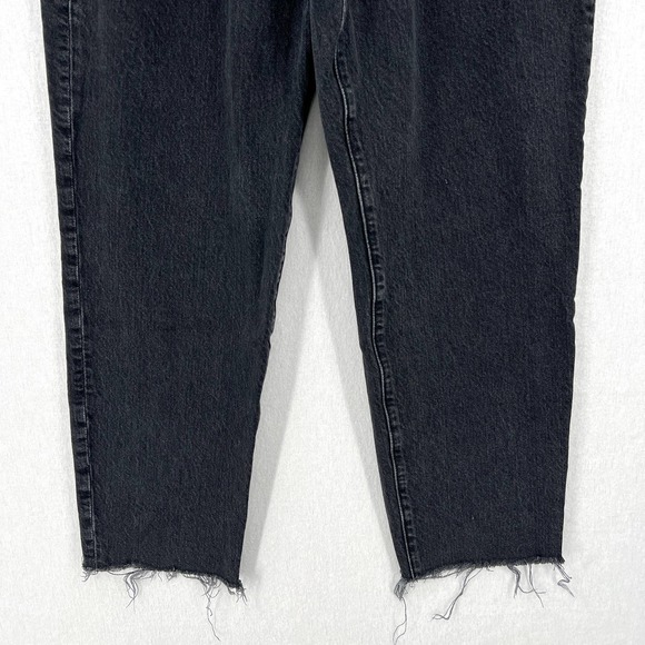 ABERCROMBIE & FITCH Mom Jeans Womens 27 4 Black High Rise Paperbag Tapered Raw - Picture 6 of 14